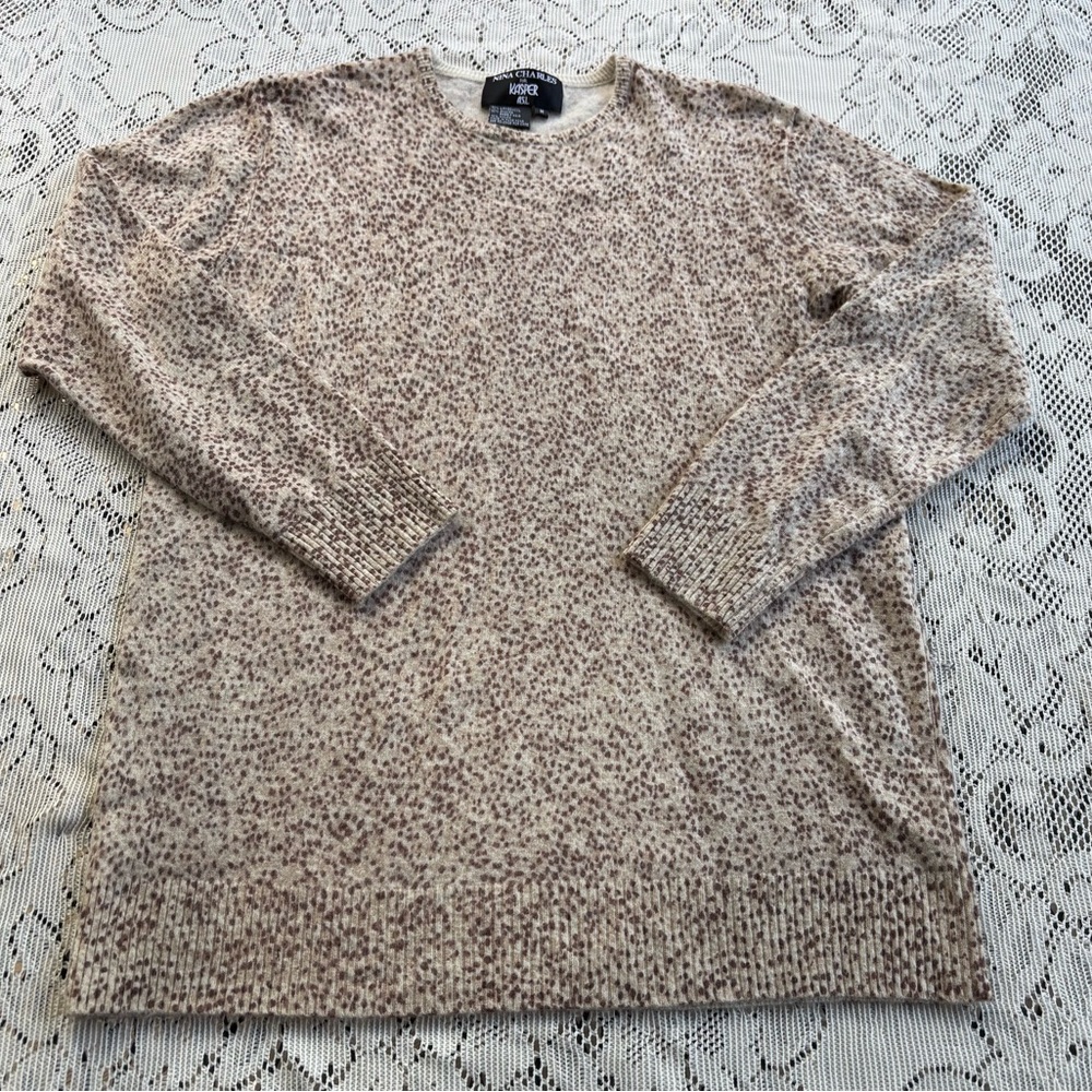 Nina Charles for Kasper Cheetah Print Sweater Lambswool & Angora Sz Medium NWOT